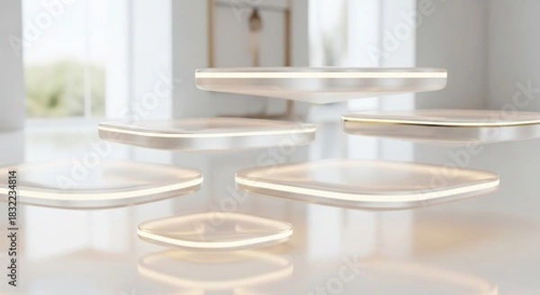 Fototapeta Modern illuminated podiums for product display and presentation