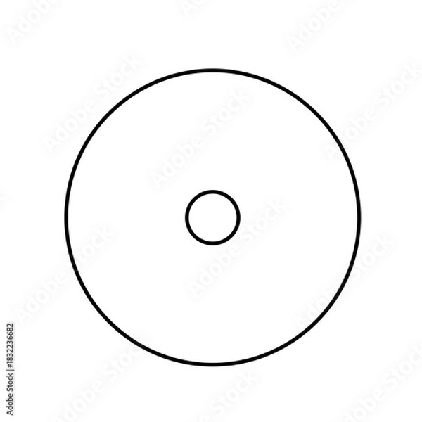 Fototapeta Minimalist single-line illustration of a circle with a centered dot representing simplicity and clarity