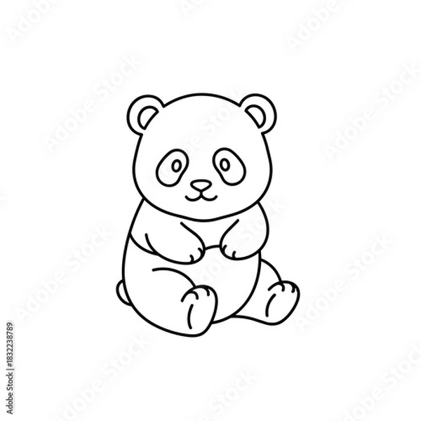 Obraz Minimalist line art of a cute baby panda with a round head and tiny paws in a playful pose
