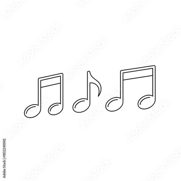 Obraz Minimalist outline of three musical notes representing rhythm and harmony in a clean design