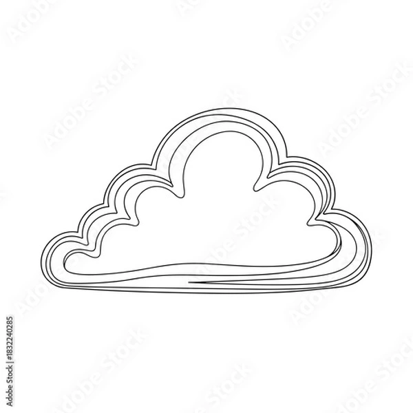 Fototapeta Minimalist doodle cloud with soft smooth lines representing a friendly and airy universal symbol

