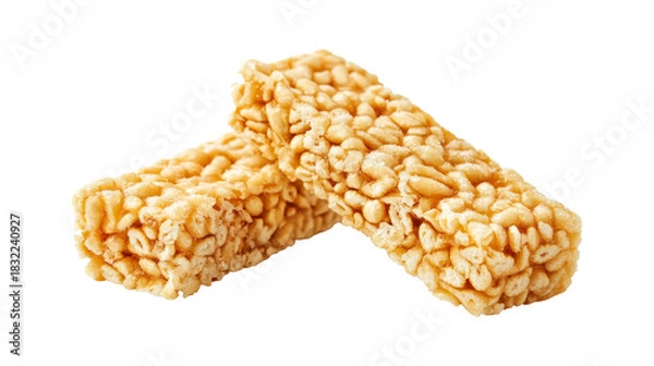 Fototapeta Two puffed rice bars isolated on a transparent background
