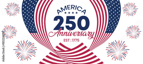 Fototapeta USA 250 Anniversary Abstract Wave Pattern Banner
