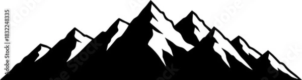Obraz Dramatic mountain range with snowy peaks, a symbol of strength, adventure, and the great outdoors. Ideal for logos, branding, and nature-themed designs