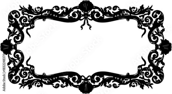 Obraz Elegant ornate frame for invitations, announcements, or certificates with classic baroque design, perfect for adding a touch of sophistication and luxury