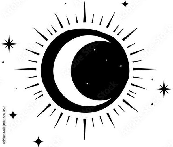 Obraz Celestial moon and stars design for mystical projects, spiritual events, and magical brand aesthetics offers a unique, dreamy and enchanting feel