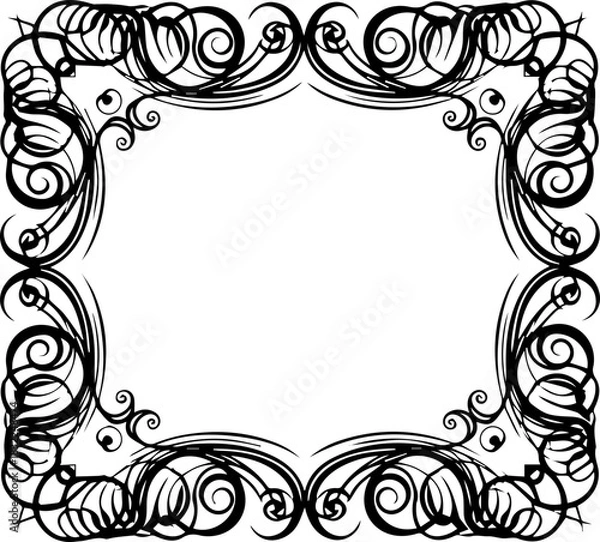 Obraz Elegant swirl frame with flourishes for invitations, cards, and designs. Perfect for adding a touch of refined style to any project, originally vector graphics