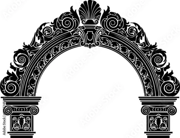 Obraz Elegant archway design element for invitations and classic architectural projects, reminiscent of vintage vector graphics, ideal for historical themes