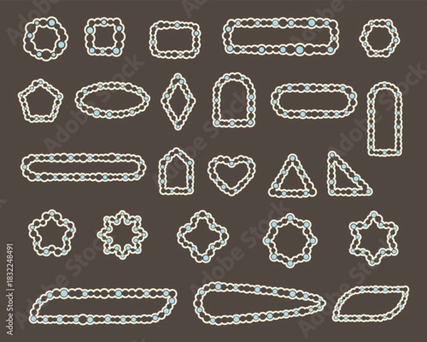 Obraz Beaded scalloped frame set. Vector illustration.