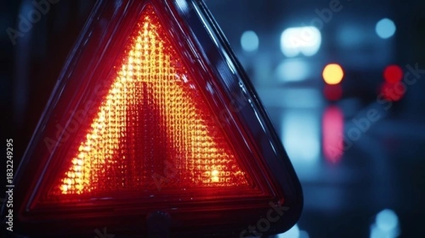 Fototapeta A red traffic light with a left-turn arrow illuminated against the night sky.