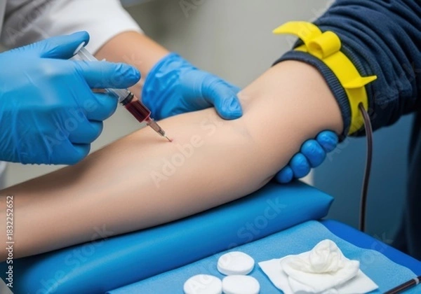 Fototapeta Doctor holding a card with the acronym hiv and the full name human immunodeficiency virus infection written on it in a medical setting