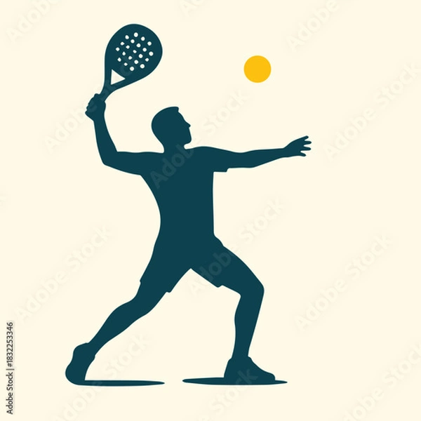 Obraz Padel Player Smash Silhouette Flat Vector Illustration