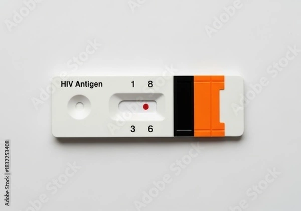 Fototapeta Closeup of a laboratory technician in a white coat handling a blood sample tube in a rack during medical testing or research