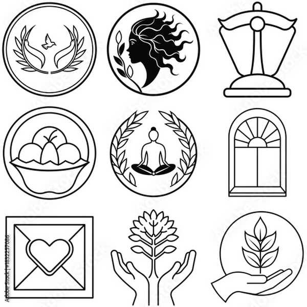 Fototapeta Abstract circular emblem with two intertwined elements