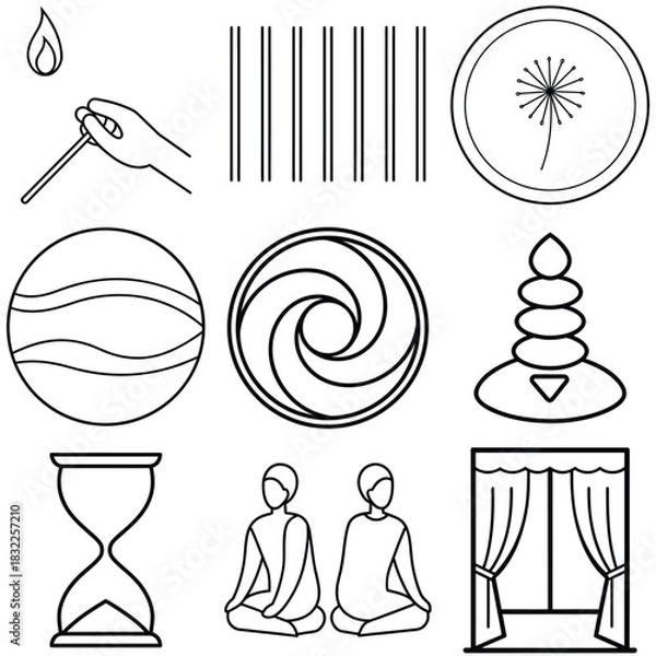 Fototapeta Thin line art hand gesture icon for diagrams and charts