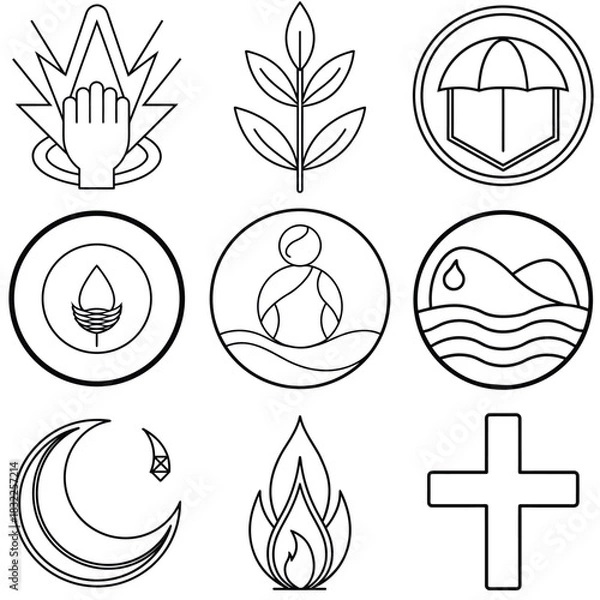 Fototapeta Thin line art diagram of a closed system or process