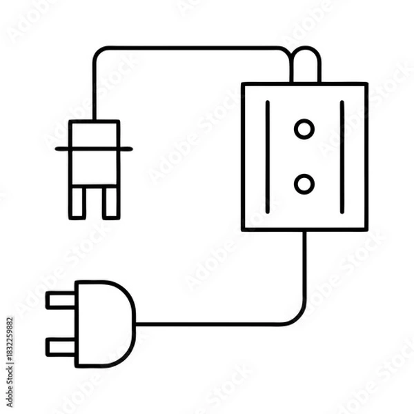 Obraz Schematic diagram of electrical plug and outlet box