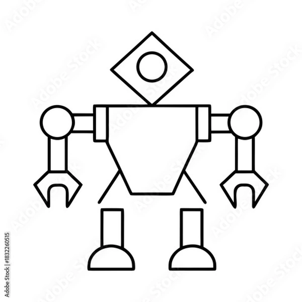 Obraz Illustration of a simple line art robot design