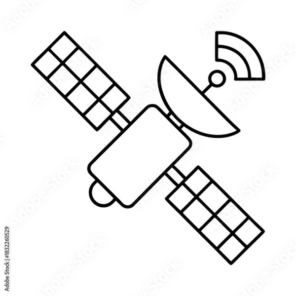 Obraz Satellite with solar panels and antenna in outline