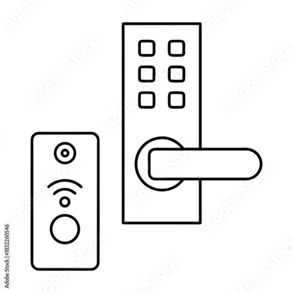 Obraz Outline of a smart lock and a remote control device
