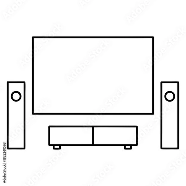 Obraz Illustration of a tv with speakers and tv stand