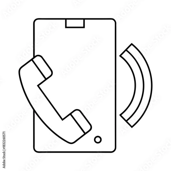 Obraz Outline of a ringing smartphone with a handset icon