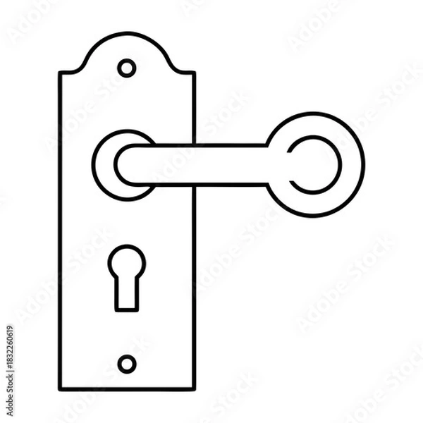 Obraz Illustration of a simple door handle and keyhole plate