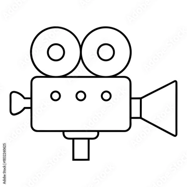 Obraz Outline drawing of a vintage style movie camera