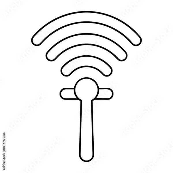 Obraz Outline of a wifi tower transmitting signal waves