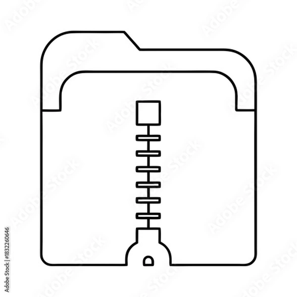 Obraz Outline of a zipped folder icon in black and white