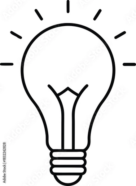 Obraz Lightbulb line icon symbolizing idea and innovation isolated on transparent background