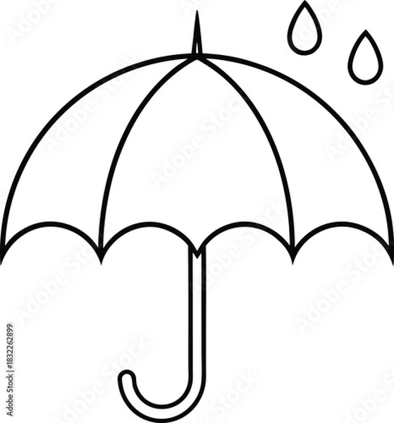 Obraz Keep dry packaging symbol with rain drops line art icon isolated on transparent background