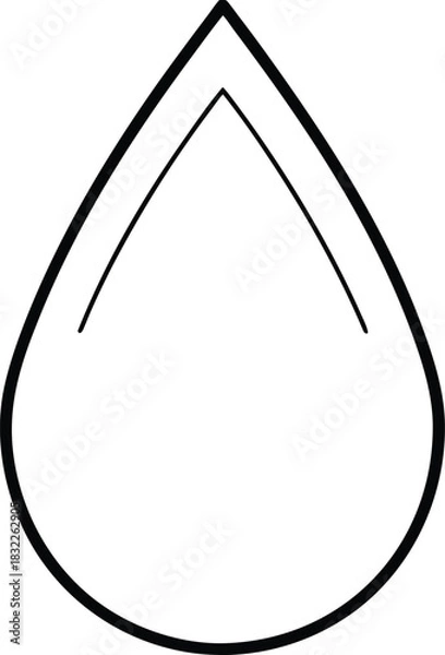 Obraz Simple line art water drop icon on white background isolated on transparent background