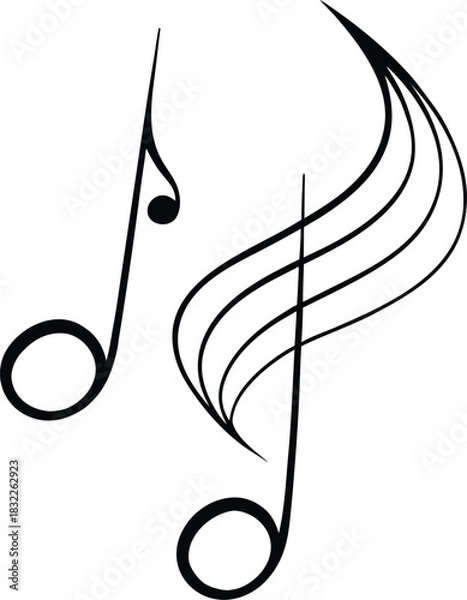 Obraz Stylized musical notes creating a harmonious melody isolated on transparent background