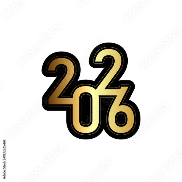 Obraz Golden and black stylized number twenty twenty three on a white isolated background design element
