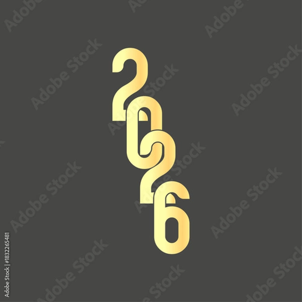Obraz Golden year two thousand twenty six design on a dark gray background with stylized numbers stacked
