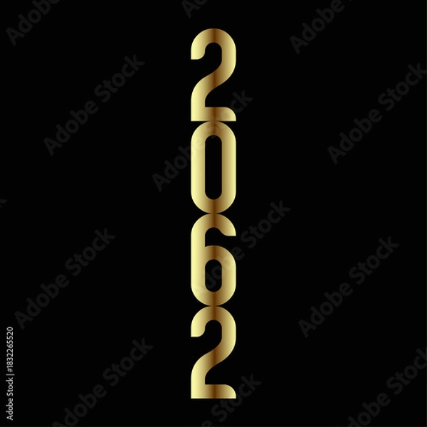Obraz Golden numbers two zero six two vertically aligned on a black background in a simple design style
