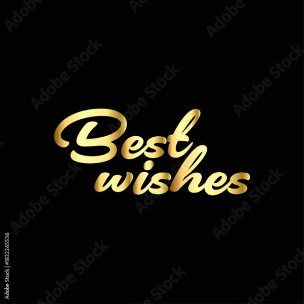 Obraz Golden best wishes text in cursive font against a solid black background centered in the image space
