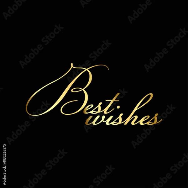 Obraz Best wishes in golden cursive lettering against a solid black background creating a simple greeting card
