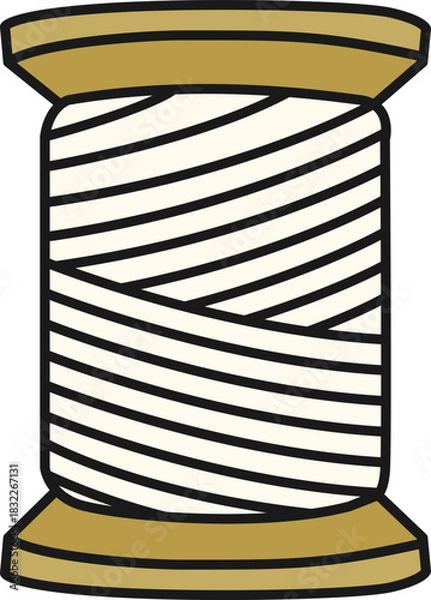 Obraz 裁縫・手芸用の木製のボビンと生成り色の糸巻きイラスト