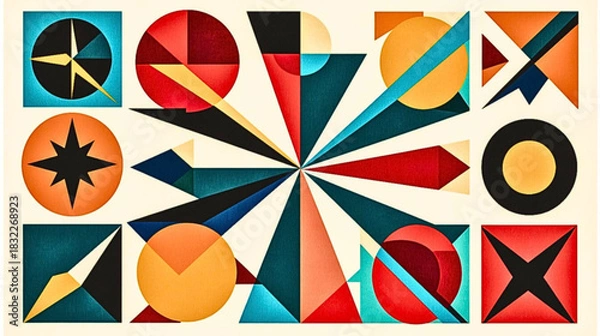 Fototapeta Bold Geometric Design with Mixed Shapes in Modern Abstract Style