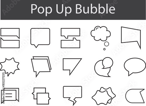 Fototapeta simple pop-up bubble line art vector set. liner icon design. text speech, bubbles, message, chat and more editable vector design