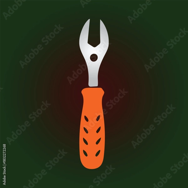 Obraz Illustration of a wrench with an orange handle on a dark green background