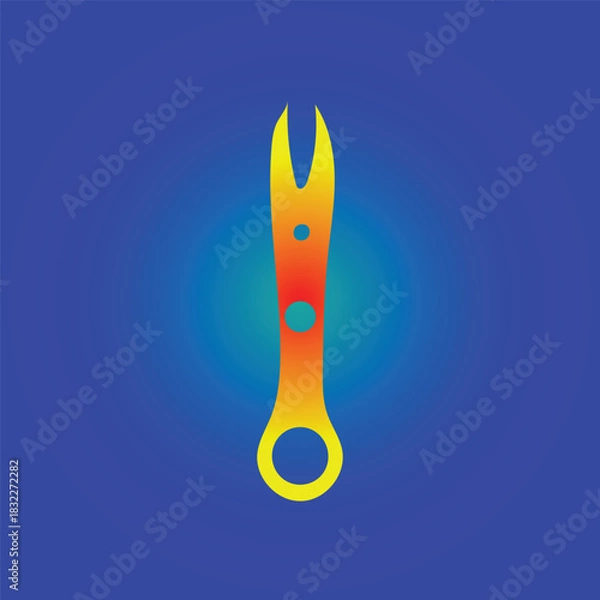 Obraz Illustration of a colorful orange and yellow cuticle pusher on blue background