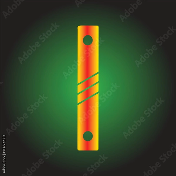 Obraz Illustration of an orange and yellow tube with green accents on dark background