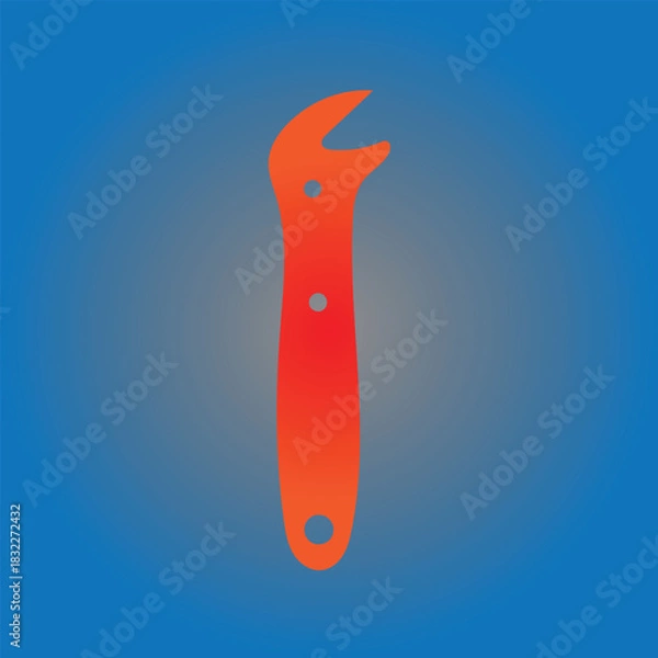 Obraz Orange wrench on a blue background for tightening and loosening fasteners