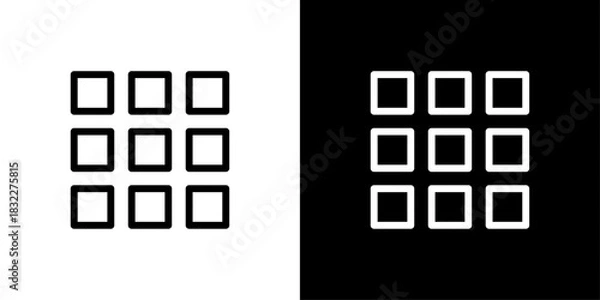 Obraz Grid view icon with multiple squares, representing tiled layout, visual browsing, organized content, and item grouping.