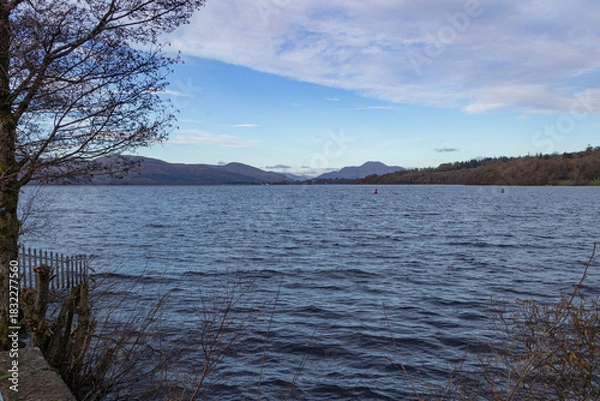 Fototapeta View of Loch Lomond from the pier at Balloch, Scotland