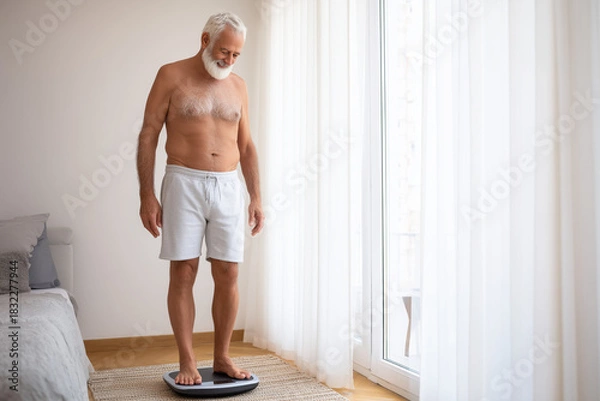 Obraz Seniorman satisfied with his weightloss path