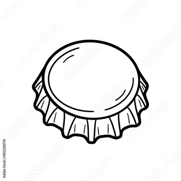Obraz Bottle cap with ridged edges in simple line art style  